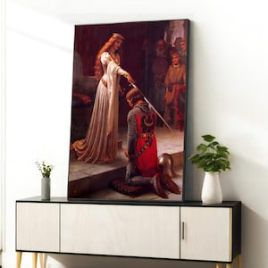 Vintage Art Canvas Print of The Accolade by Edmund Blair Leighton - Timeless Wall Decor, Ideal Gift for Art Lovers and New Homeowners