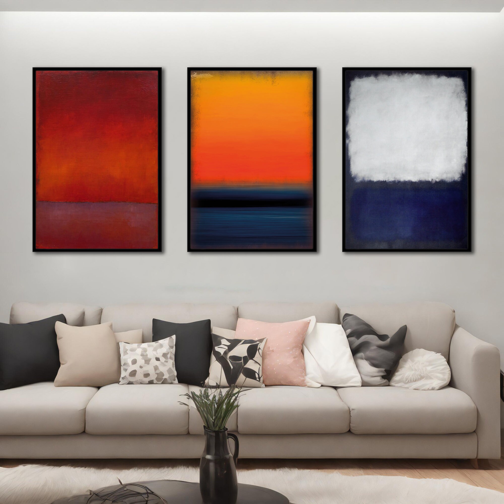 Mark Rothko Reproduction Mark Rothko Set of 3 Canvas Blue Art Reproduction, Best Seller Mark ...