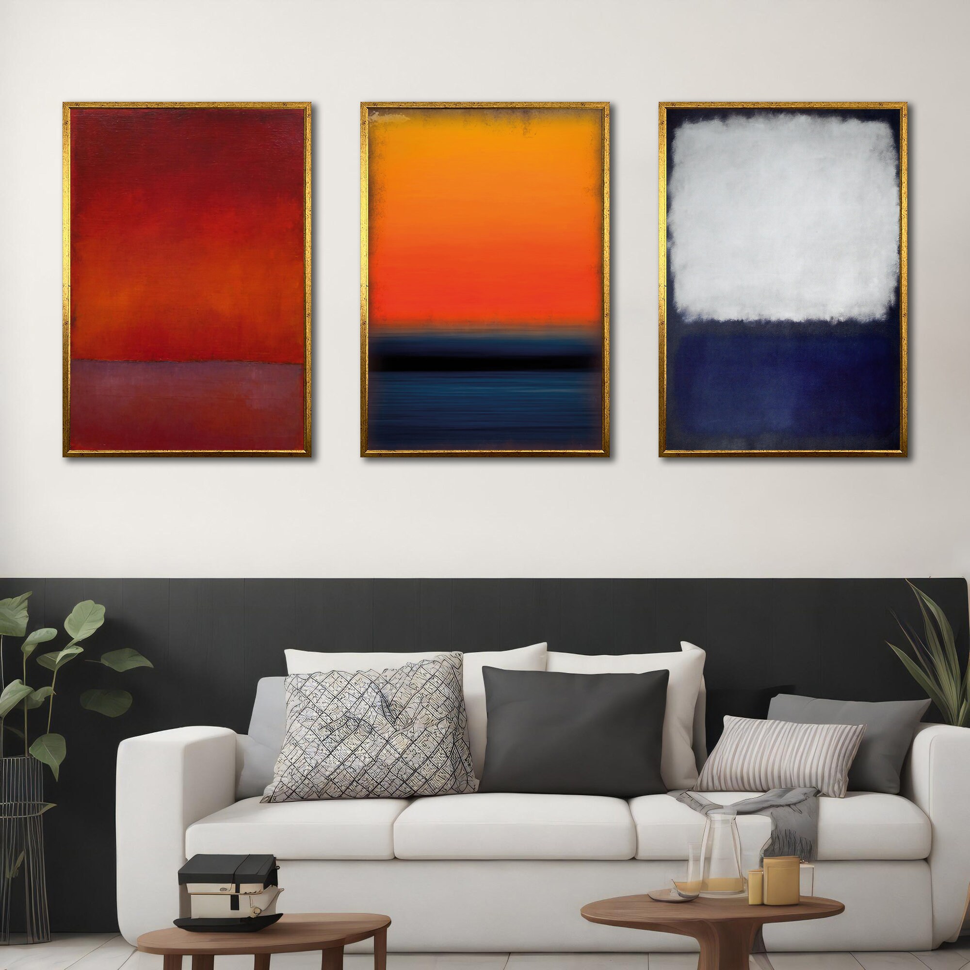 Mark Rothko Reproduction Mark Rothko Set of 3 Canvas Blue Art Reproduction, Best Seller Mark ...