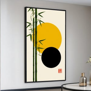 Minimalist Bamboo Stalks Canvas, Asian Wall Art, Zen Nature Decor, Contemporary Botanical Print, Ready to Hang Canvas