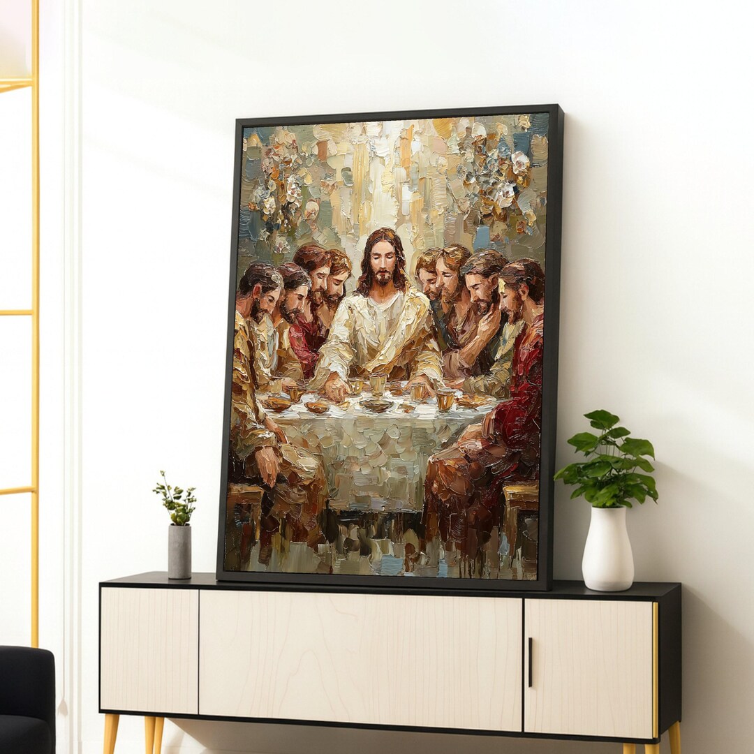 The Last Supper Canvas Wall Art, Religious Jesus and Disciples Painting ...