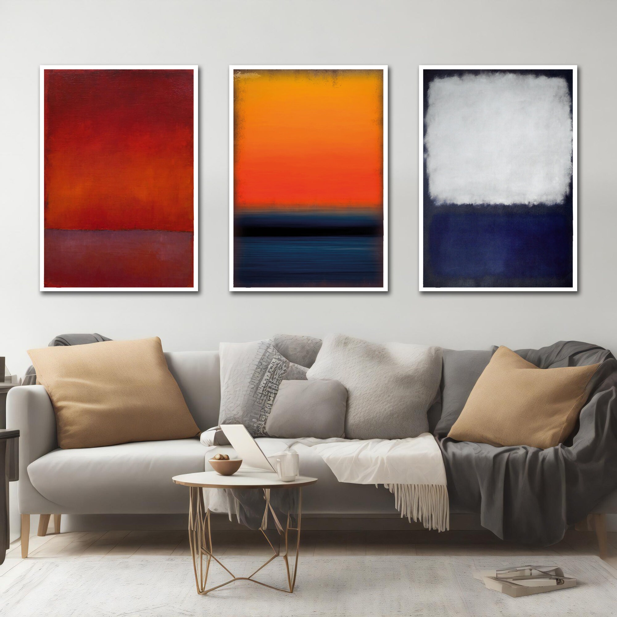 Mark Rothko Reproduction Mark Rothko Set of 3 Canvas Blue Art Reproduction, Best Seller Mark ...