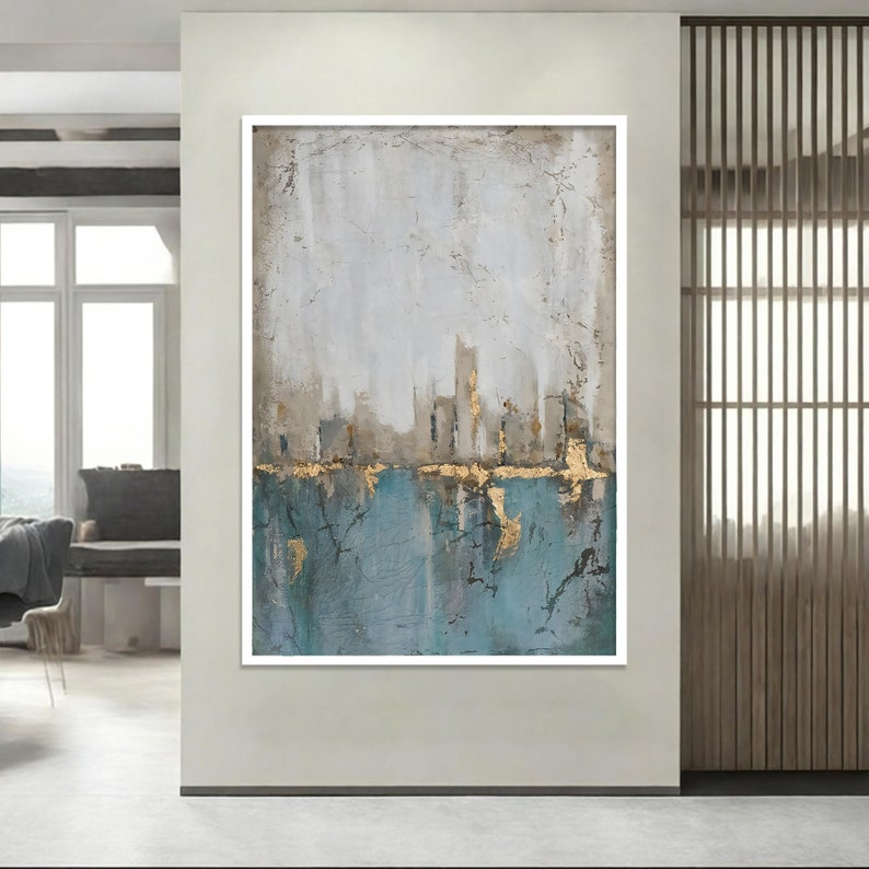 Large Navy Blue Abstract Painting Navy Blue Art Living Room Etsy