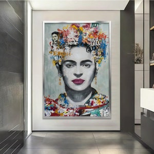 Banksy Frida Kahlo Canvas, Print, Wall Art Canvas Design, Frida KAhlo Reproduction, Framed Canvas Ready to Hang image 4