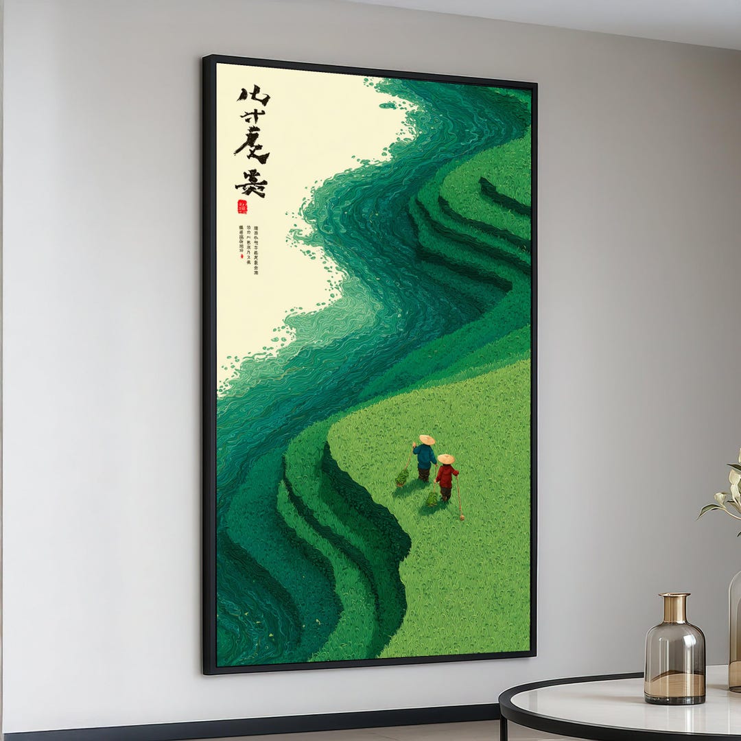 Cagbas Rice Field Green Terraced Rice Fields Canvas, Asian Farmers Artwork, Rural ...