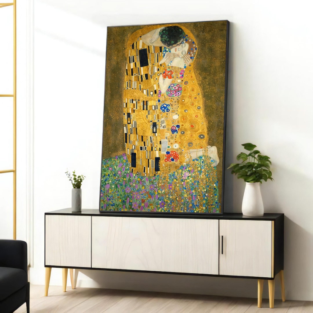 Gustav Klimt's the Kiss Wall Art - Vintage Canvas Print, Romantic Home ...