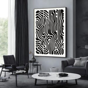 Abstract Zebra Lines Canvas, Black and White Wall Art, Modern Stripe Print, Optical Illusion Poster, Wall Art Canvas Design, Ready To Hang