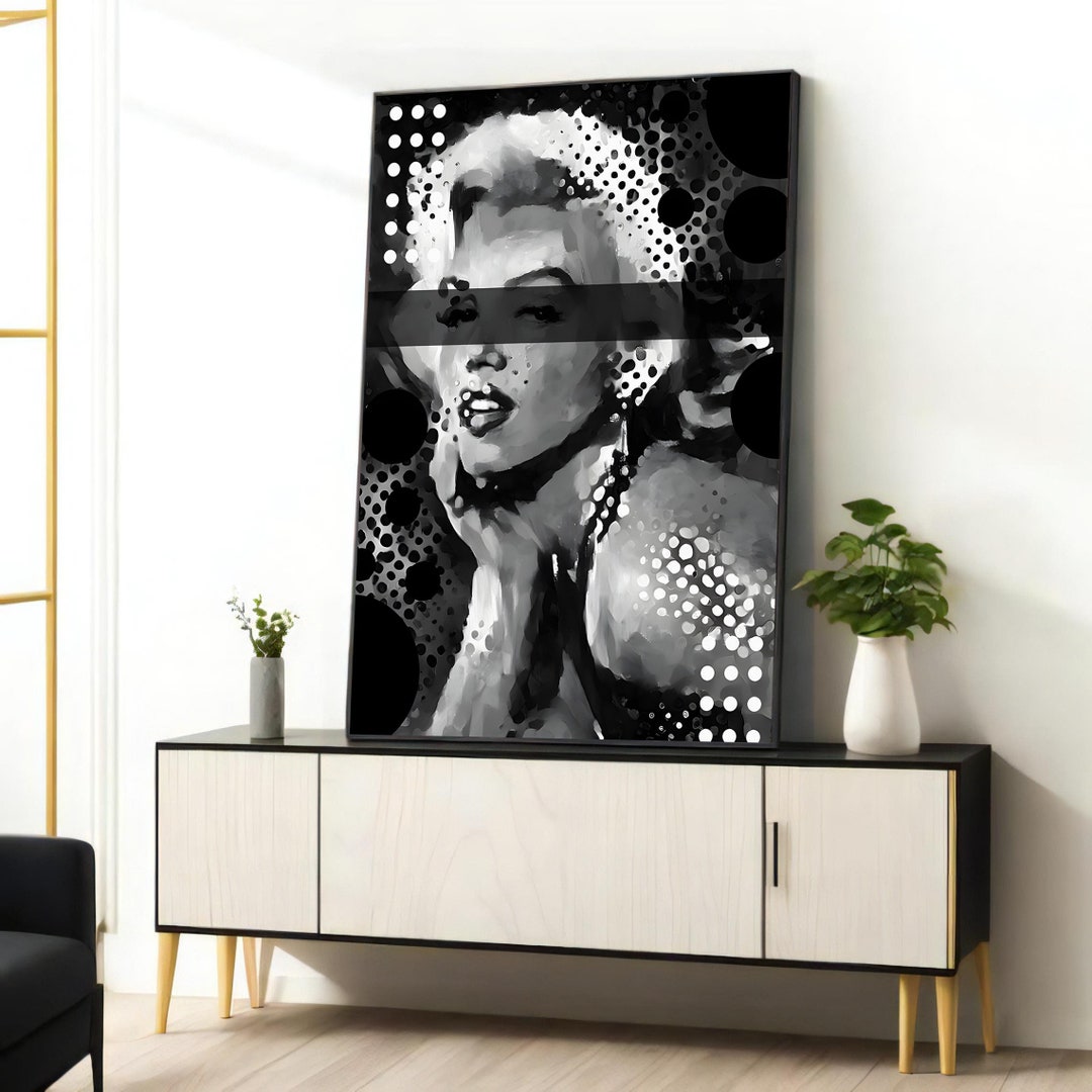 Marilyn Monroe Black and White Portrait Art, Canvas Pop Art, Modern ...