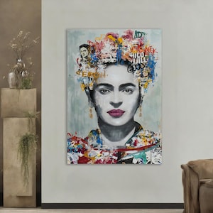 Banksy Frida Kahlo Canvas, Print, Wall Art Canvas Design, Frida KAhlo Reproduction, Framed Canvas Ready to Hang image 6