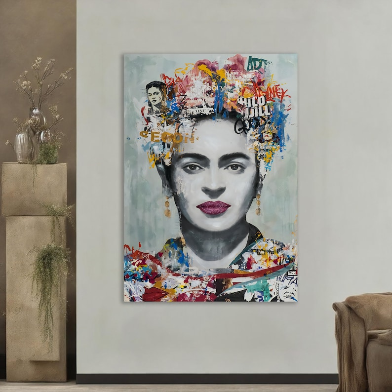 Banksy Frida Kahlo Canvas, Print, Wall Art Canvas Design, Frida KAhlo Reproduction, Framed Canvas Ready to Hang image 6