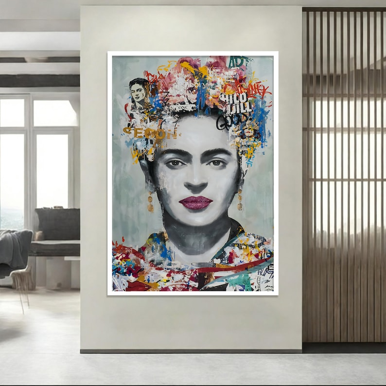 Banksy Frida Kahlo Canvas, Print, Wall Art Canvas Design, Frida KAhlo Reproduction, Framed Canvas Ready to Hang image 5