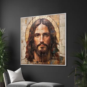 Jesus Portrait Canvas, Religious Wall Art, Spiritual Home Decor, Sacred Icon Art, Wall Art Canvas Design, Ready To Hang Decoration