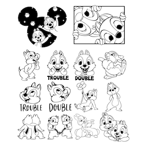 Chip and Dale Svg Bundle, Svg cut file for Cricut, Chip and Dale png, Double Trouble svg, png, Instant Download
