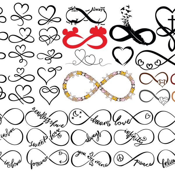 42 Infinity SVG Bundle, Infinity Love SVG, Love SVG, Heart svg, Valentine svg, Infinity Sign, svg Cut Files Cricut, Png, Instant Download