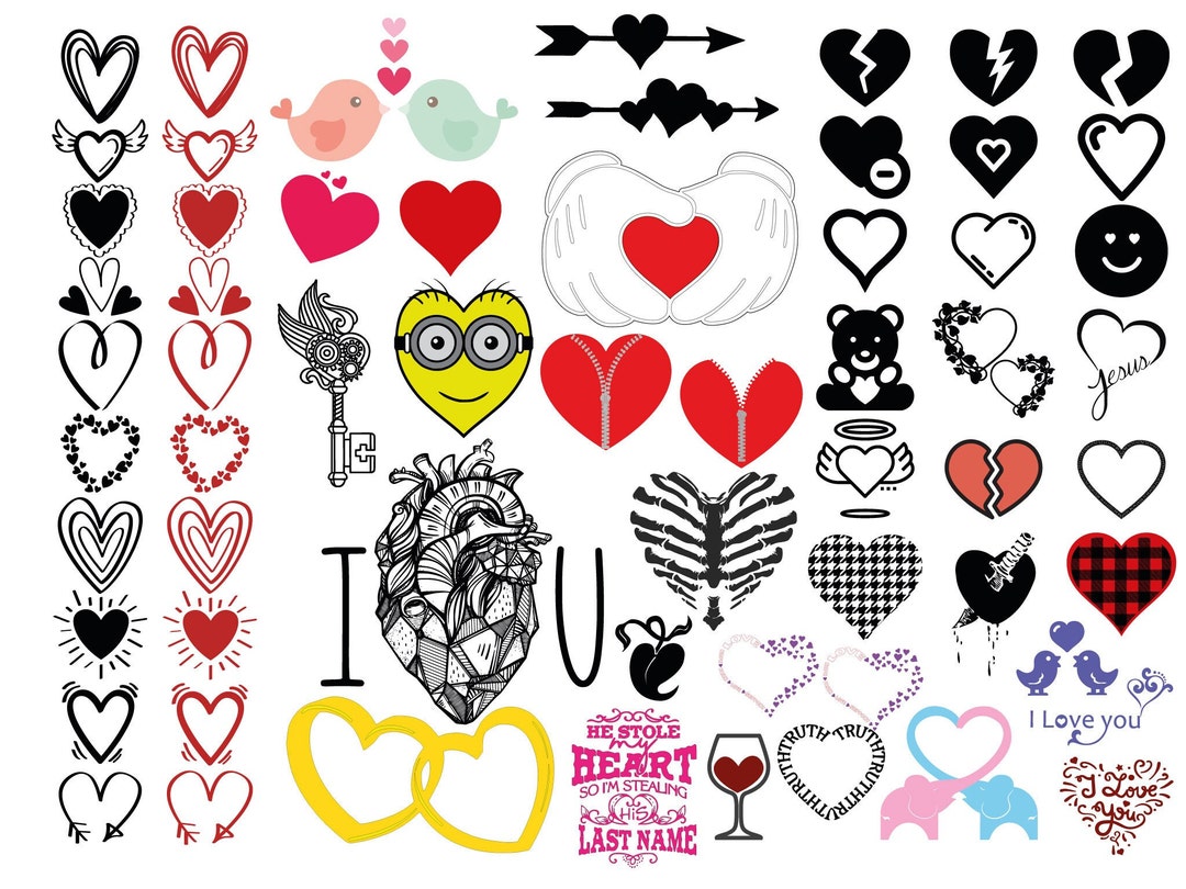 Heart Svg Bundle, Hand Drawn Heart Svg, Heart Svg, Valetines Day Svg ...