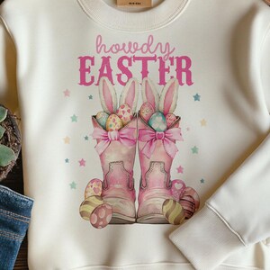 Howdy Easter Png, Happy Easter Png,Cowboy Boots Easter Coquette png, Western Easter Bunny PNG, Retro Easter Shirt png
