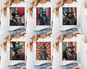 4th of July Png, Horror Characters Bundle Png, Patriotic Horror Characters Sublimation Design, 4th of July Funny Png, Scary Movie, Digital