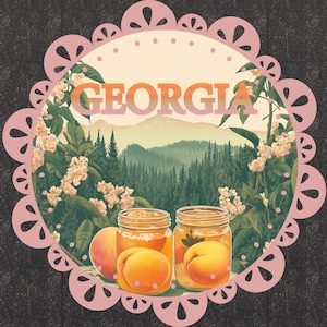 Gorgia State Png, Retro American Vibe Png, Georgia Stamp State Design, 4th of July Png, Vintage Usa Png, Summer Sublimation DTF Png