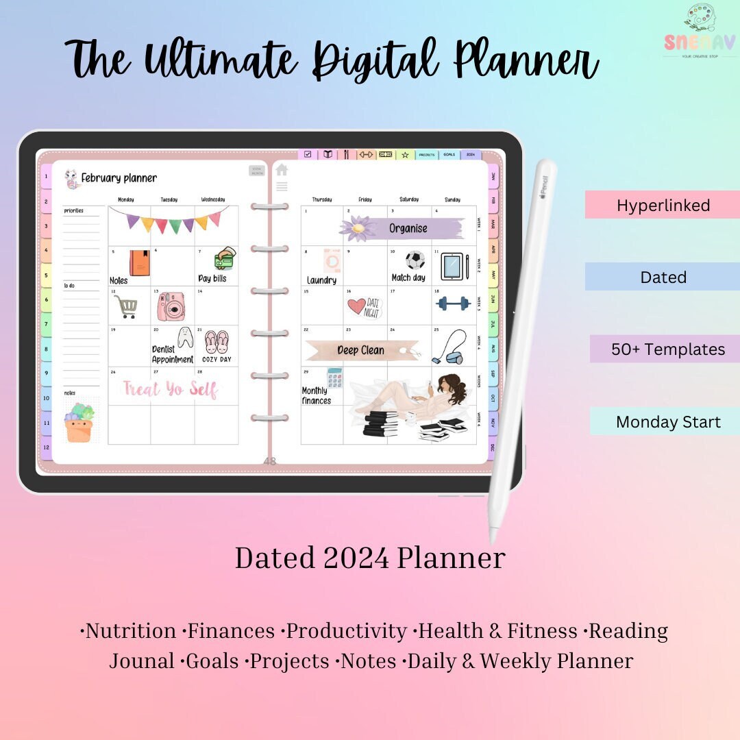 Digital Planner 2024 Minimalistic Planner Digital Planner Dated ...