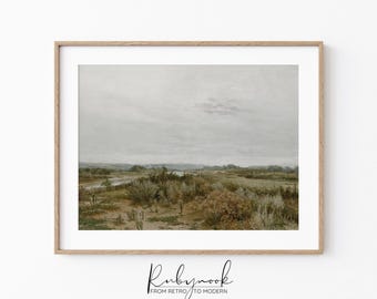 Landskapsväggkonst utskrivbar minimalistisk neutral flod natur utskrivbar japansk stil lugn modern väggdekor gallerivägg rustikt hem V132