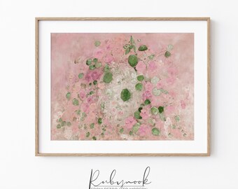 Pink Floral Abstract Printable Art Romantic Botanical Wall Art For Bedroom Decor Vintage Style Flower Painting Artwork V172