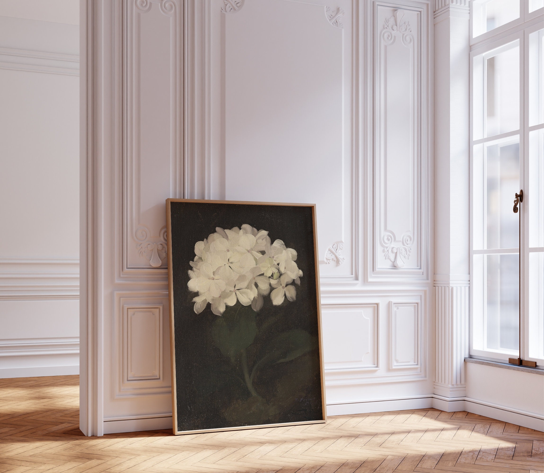 Flower Printable Wall Art White Hydrangea Vintage Botanical Floral ...