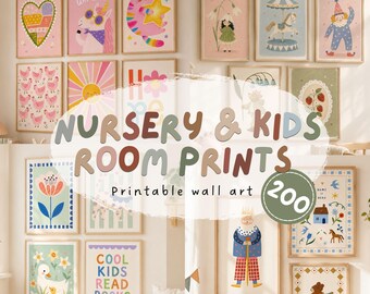 Whimsical Kids Gallery Wall Bundle 200 Storybook Animal And Quote Prints Colorful Big Kid Room And Toddler Playroom Printables