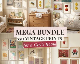 Girls Nursery Wall Art bundle 550 Images Cottagecore Nursery Prints Vintage Children’s Room Decor Wall Art Digital Download GB1