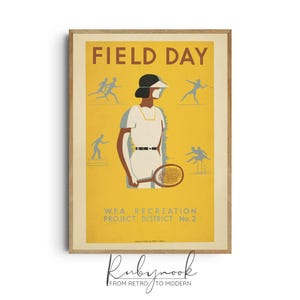 Vintage Track and Field Poster Printable WPA Style Running Wall Art Retro Sports Decor for Boys Room Home Gym Game Room Office