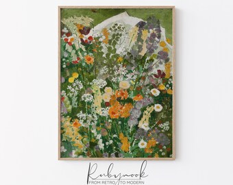 Wildflower Wall Art Floral Oil Painting For Home Decor Floral Wall Art Garden Painting Print Wildflower Field Painting Printable Wall ArtK54