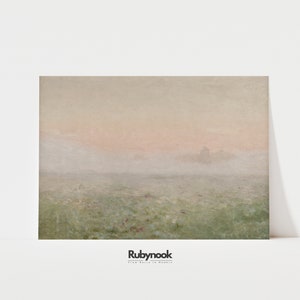PRINTABLE Vintage Landscape Art Print | Serene Nature Artwork | Antique Pastel Countryside Decor | Printable Art | Field Painting 00VS9