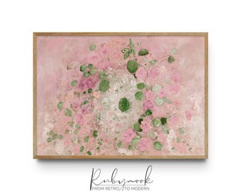 Floral Abstract Art Print Soft Pink Printable Romantic Botanical Wall Art For Bedroom Decor Vintage Style Flower Painting Artwork V172