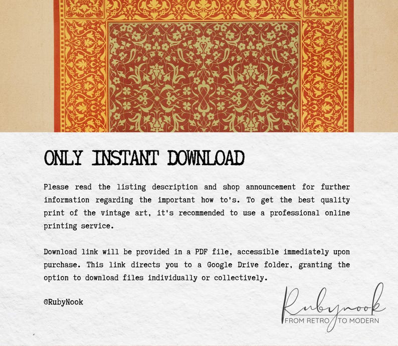 Oriental Rug Patterns.pdf Vintage Oriental Rug Pattern for Home Printable Wall Art Persian Style ...