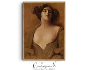 Vintage Nude Wall Art Printable Sensual Boudoir Portrait Classic Female Figure Digital Download Art for Bedroom Decor Vintage Print K127