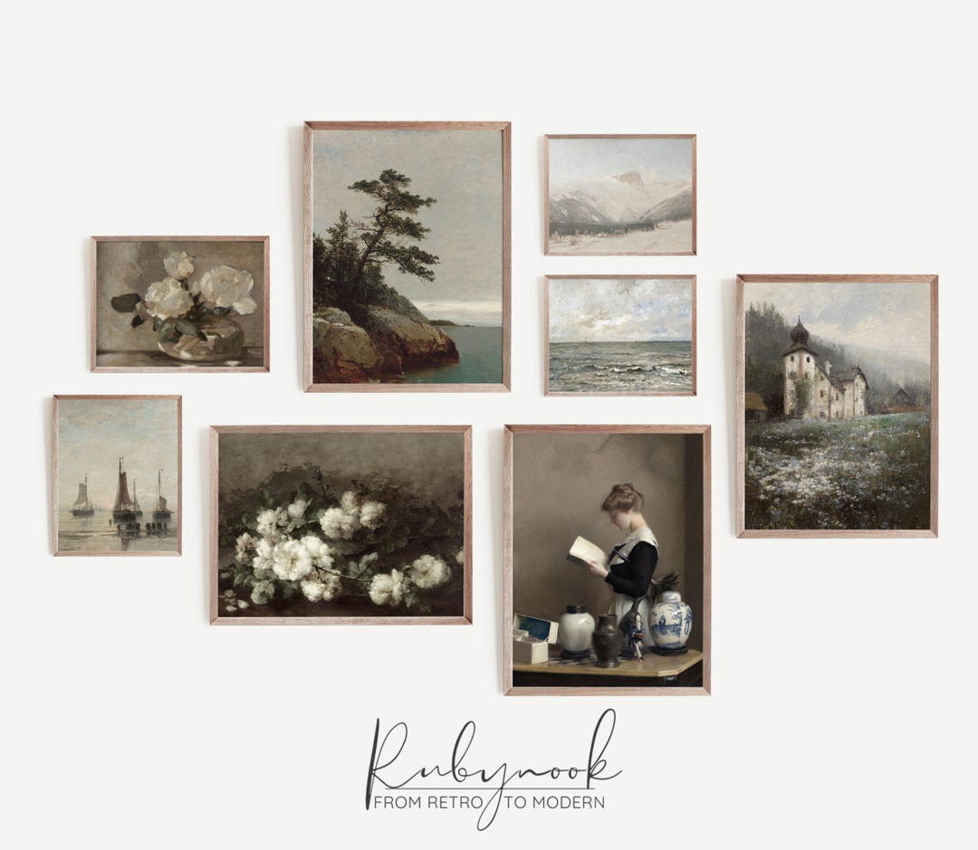 Vintage Art Gallery Wall Set for Living Room Neutral Printable ...