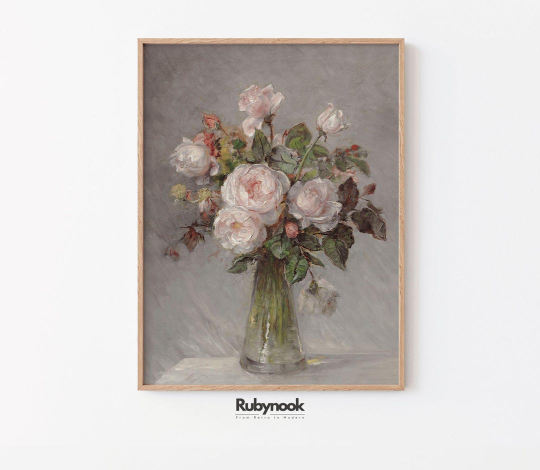 PRINTABLE Vintage Rose Bouquet Wall Art, Romantic Floral Still Life ...