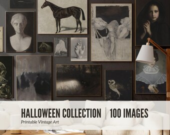 Halloween Wall Art Set Printable Vintage Halloween Art Prints Bundle Spooky Retro Halloween Home Printables for Party Decor Gallery Set