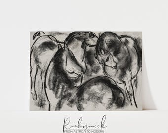 Abstract Horse Drawing Sketch Printable Horse Prints Equestrian Wall Art Horse Decor Farmhouse Decor Horse Poster Animal Farm Print  K48