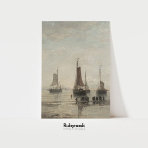 Wall Art Printable Vintage Coastal Painting Nautical Neutral Maritime Decor For Living Room Gallery Wall Decor Seaside Interior Print V4