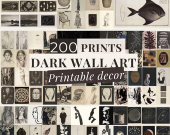 Dark Academia Wall Art Prints Bundle 200 Moody Vintage Gothic Gallery Wall Set Black Beige Printable Art Eclectic Antique Digital Download