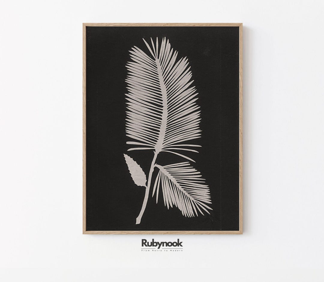 Modern Botanical Palm Leaf Art Print | Minimalist Black and White Wall ...