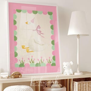 Goose Wall Art Printable Pastel Nursery Animal Poster Farmhouse Baby Room Decor Digital Duck Print for Gender Neutral Cottagecore Space KD5