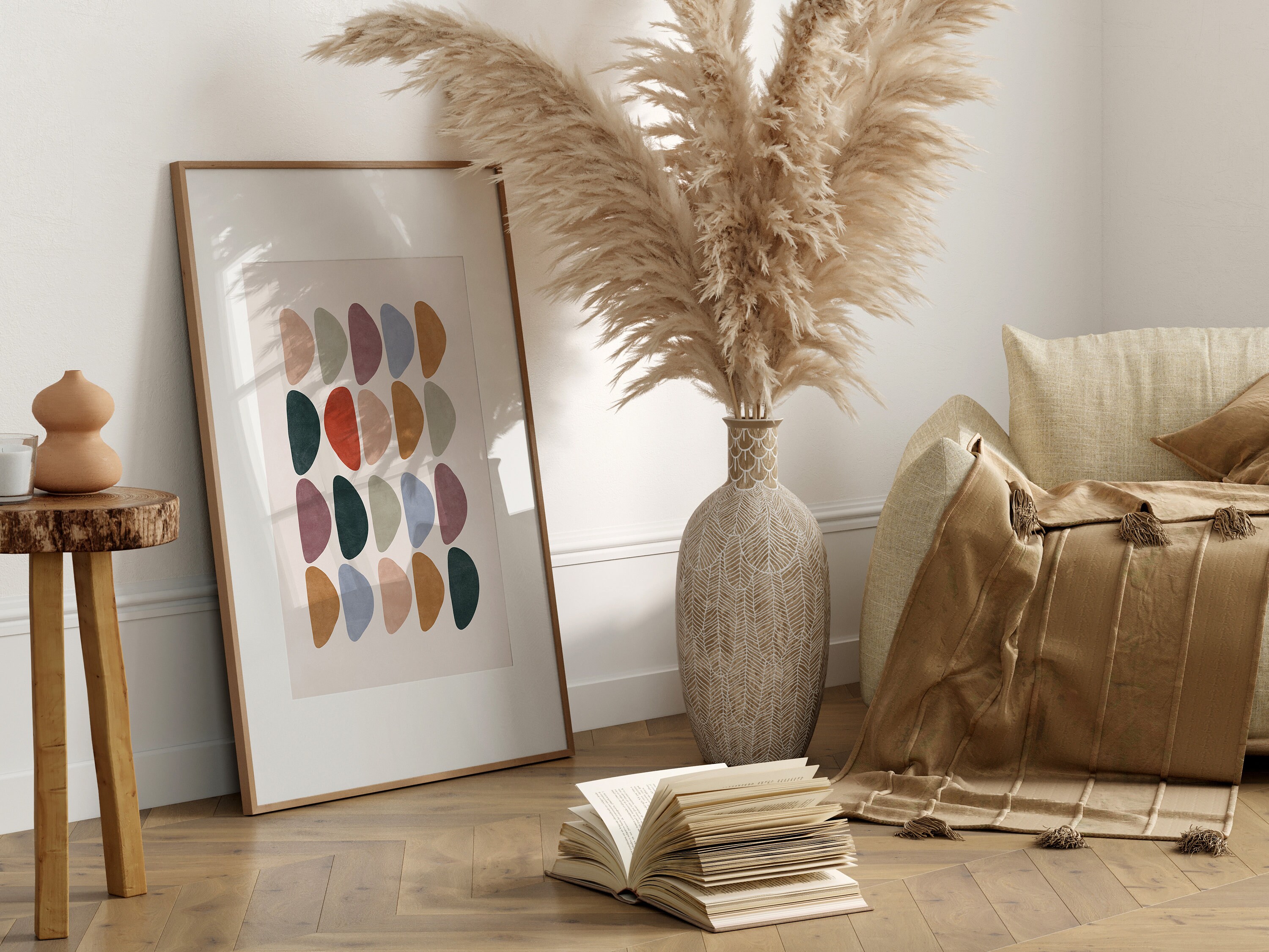 Mid Century Modern Abstract Printable Art for Framing| Beige Boho ...