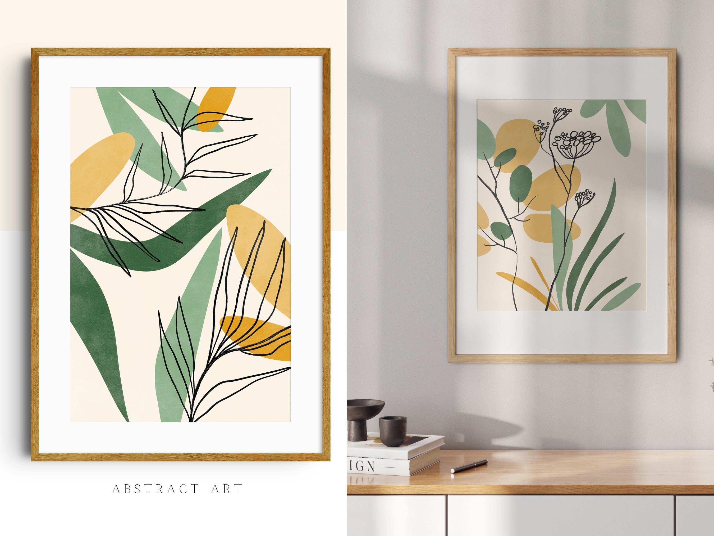Mid Century Modern Abstract Printable Art for Framing| Beige Boho ...