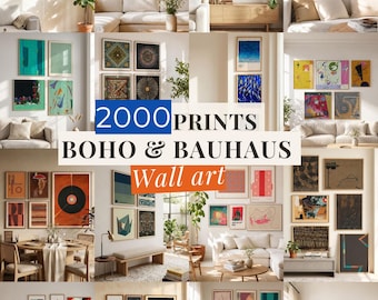 Modern Boho Bauhaus Prints Geometric Abstract Wall Art bundle Neutral Poster Set Decor for Home Digital Download 2000 Prints