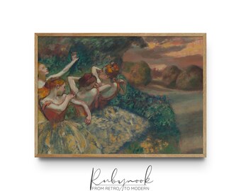 Vintage ballerina wall art printable ballet dancers impressionist painting digital download classic French artwork for home decor K160