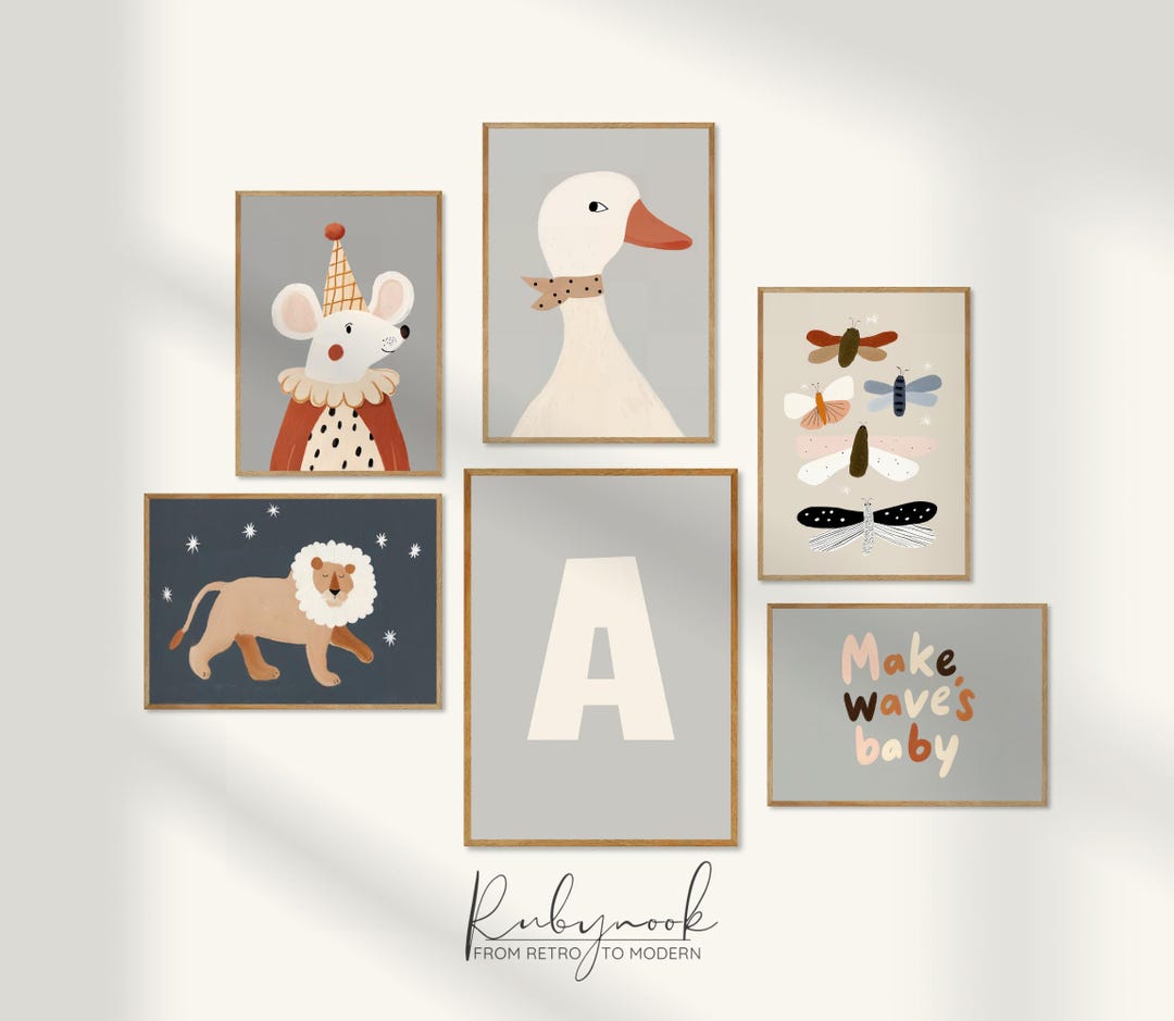 Nursery Alphabet Wall Art Printable Kids Room Decor Name Initial Poster ...