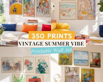 350 Coastal Vintage Prints Bundle Retro Summer Gallery Wall Art, European Seaside Printable Decor  Colorful Digital Art Collection
