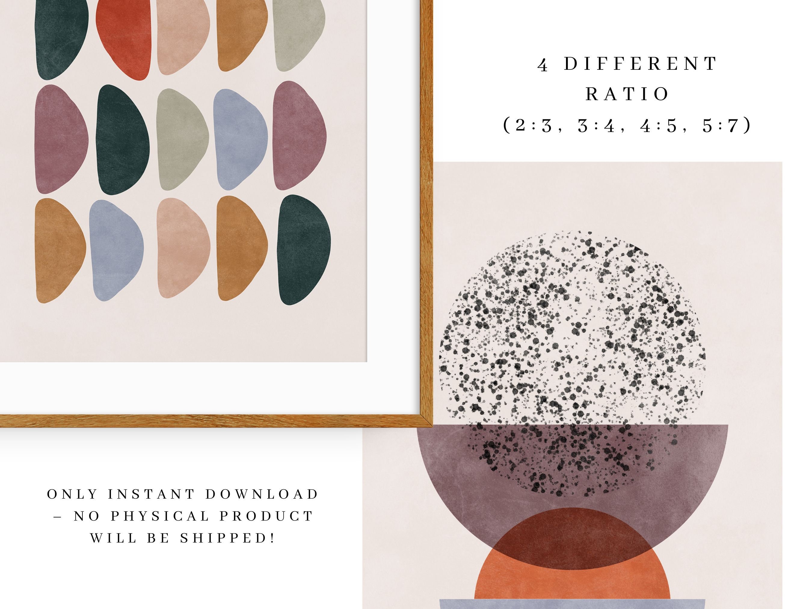 Mid Century Modern Abstract Printable Art for Framing| Beige Boho ...