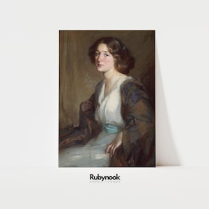 Vintage Woman Portrait Printable Edwardian Lady Digital Download  Classical Oil Painting Wall Art for Traditional or Feminine Interiors V28